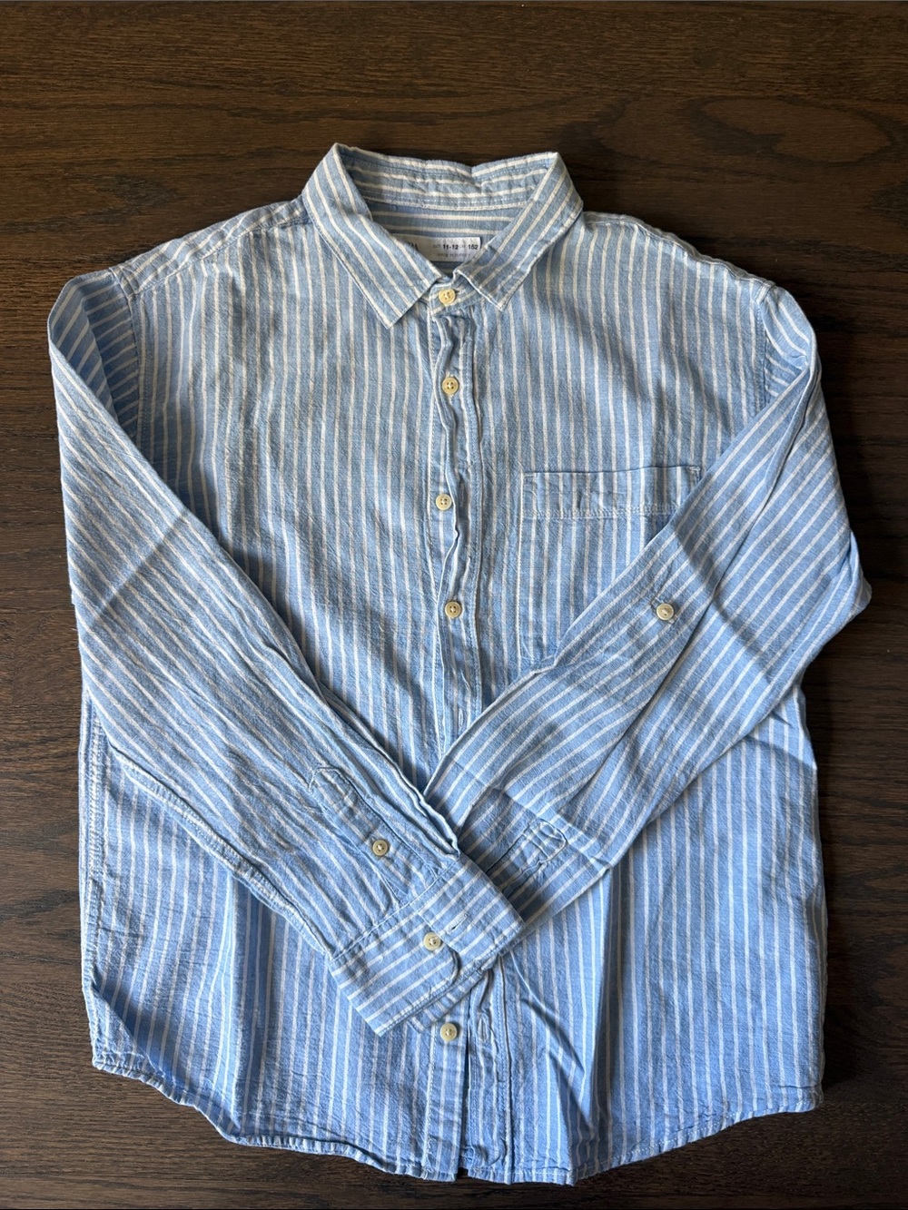 Zara Boy Light Blue & White Striped Button-Down Shirt